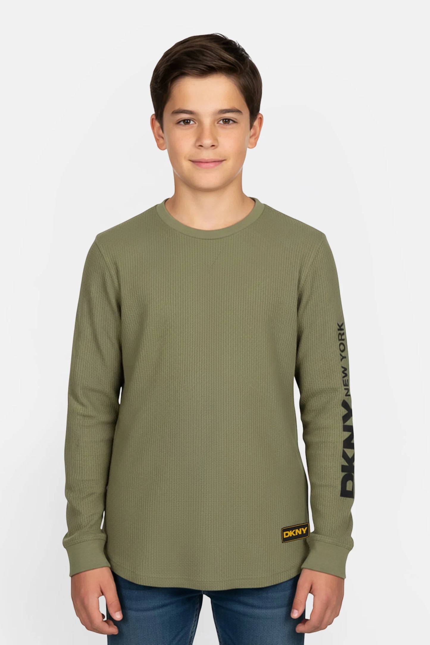 DKNY- Waffle Knit Pullover Crewneck Long Sleeve Shirt