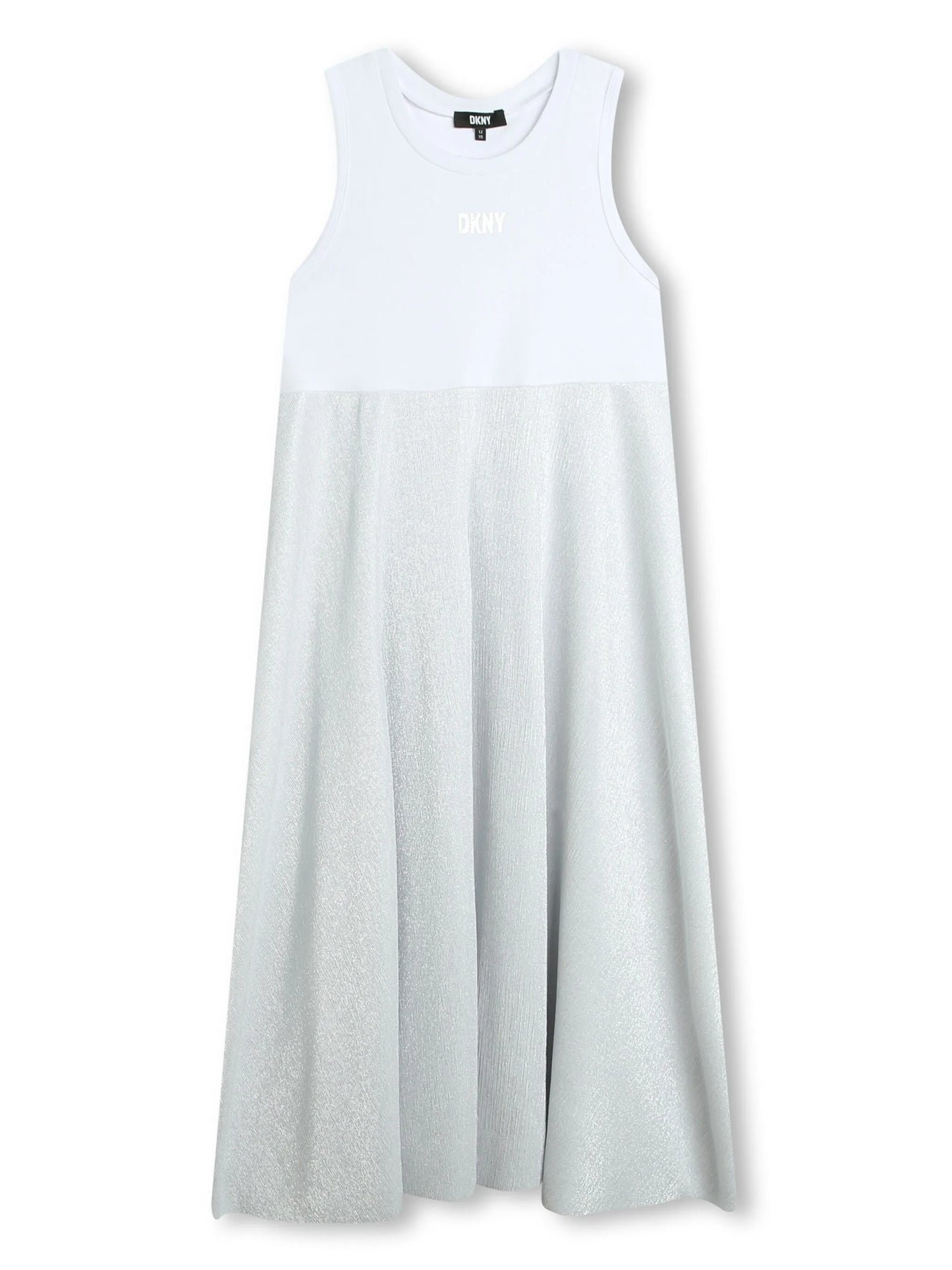 DKNY - Logo print layered 2 in 1 White and silver  dress