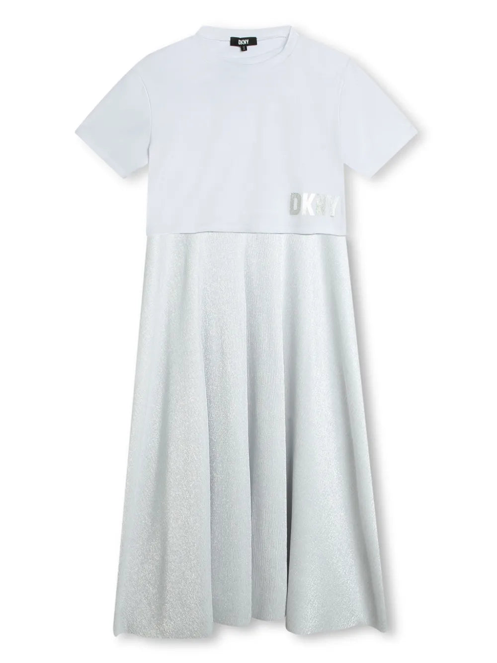 DKNY - Logo print layered 2 in 1 White and silver  dress