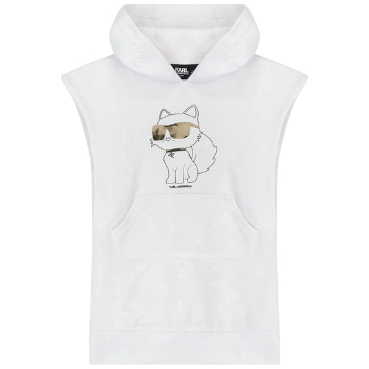 KARL LAGERFELD-Girl white logo hooded dress