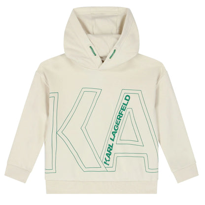 KARL LAGERFELD - Ivory Logo Hooded Top