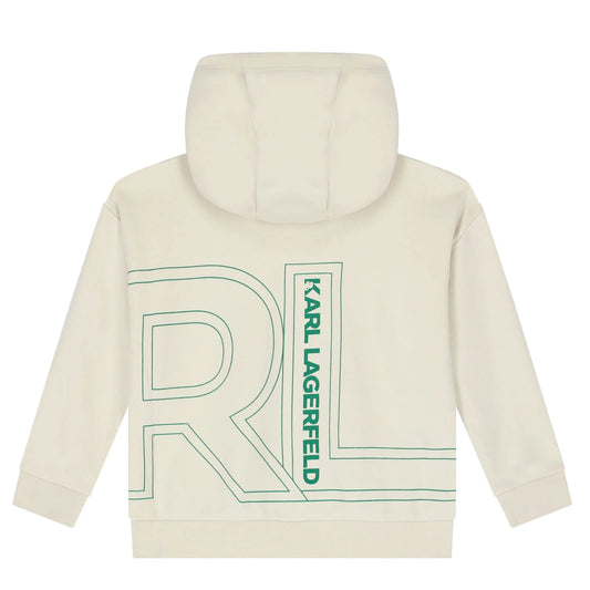 KARL LAGERFELD - Ivory Logo Hooded Top