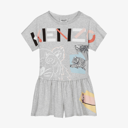 KENZO-Grey Logo Playsuit